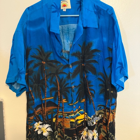 Other - Island Feel Blue Hawaiian Palm-Print Men's Shirt